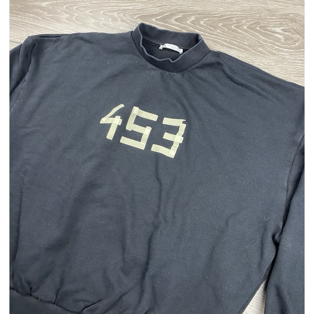 Zara Men's "453" Long Sleeve Crewneck Sweatshirt Black Size Medium